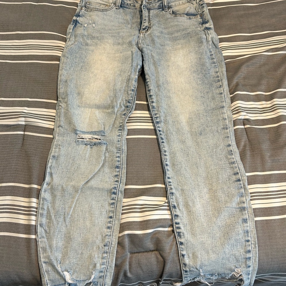 Cello Blue Boyfriend Jeans Distressed Relaxed Fit